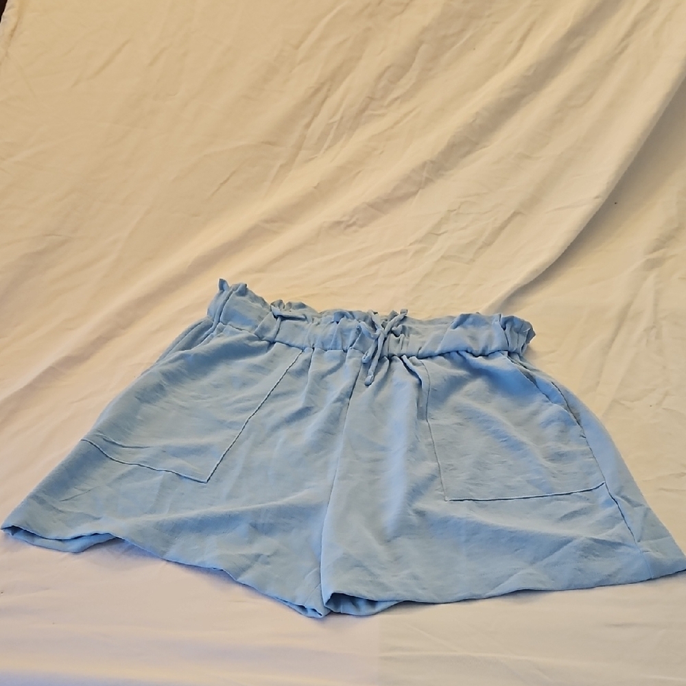 Sky Blue High Waist Women's Shorts